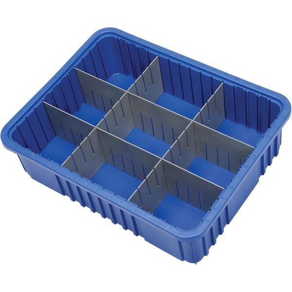 Quantum Storage Systems Divider Box, Blue, Polypropylene, 22-1/2 in L, 17-1/2 in W, 6 in H DG93060BL